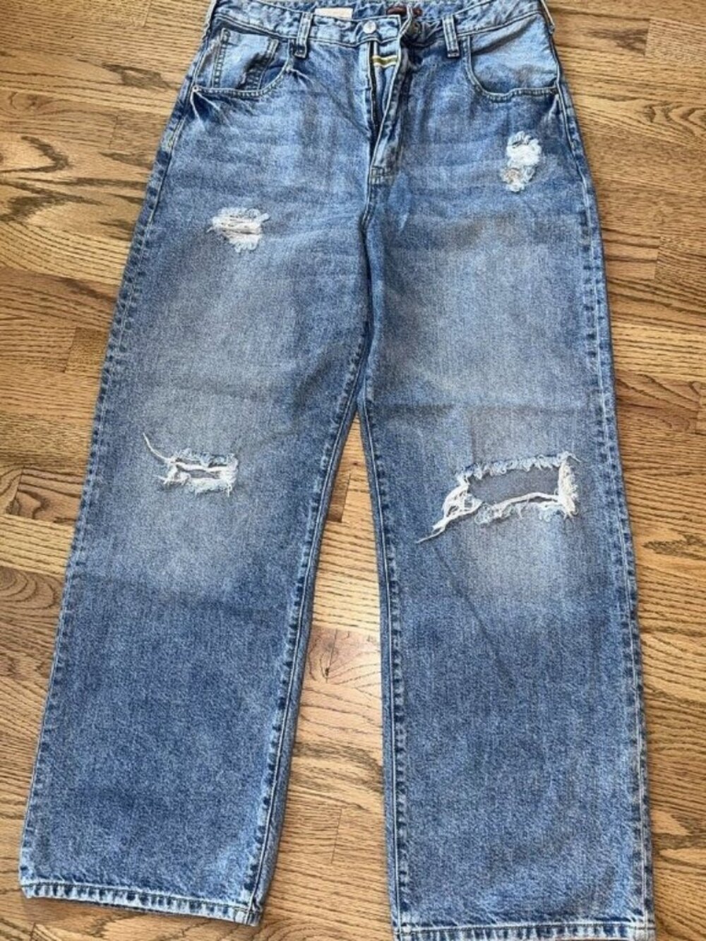 Pilcro Light Wash Ripped High Rise Wide Leg Jeans Size 30
